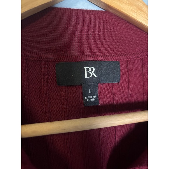 Banana Republic Womens Nezha Merino Wool Sweater Polo Malbec Red Burgundy Large - Picture 3 of 10